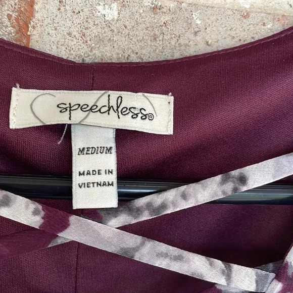 Speechless Plum Floral Sheer Lined Tunic Blouse - Picture 3 of 8